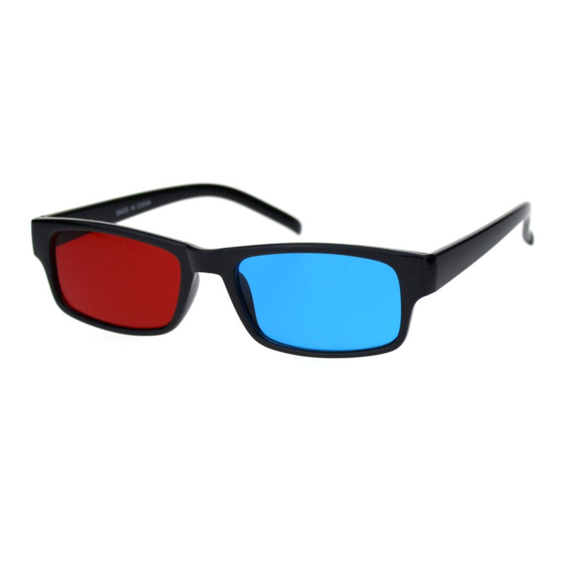 SA106 Black Anaglyphic Red Blue Cyan Stereoscopic Lens 3D Glasses (Blue Left Red Right) - Image 2